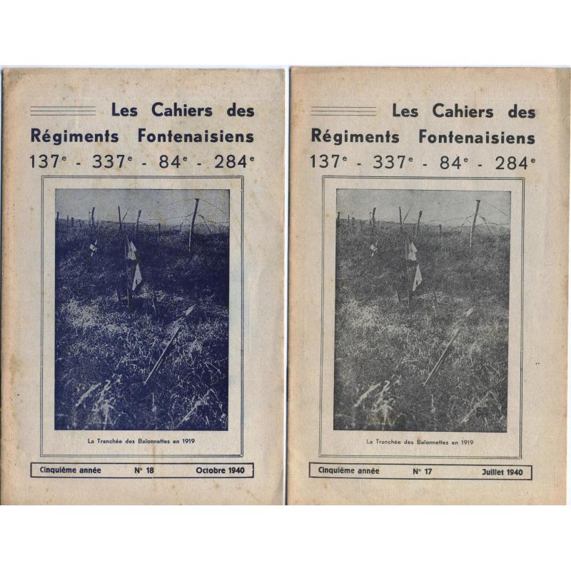 Les cahiers des régiments fontenaisiens 137è 337è 84è 284è RI n°17 et 18 1940