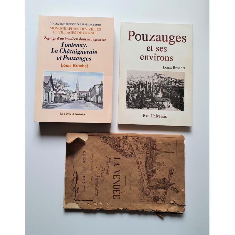 3 livres de Louis Brochet Pouzauges Zigzags d'un vendéen dont 2 numerotés