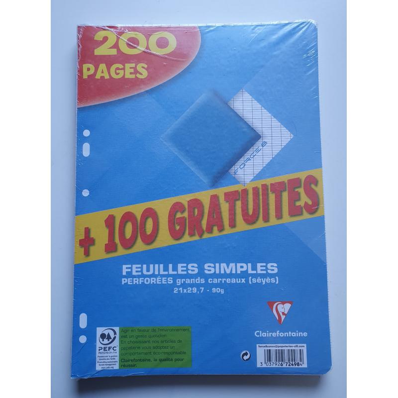 5 paquets de feuilles simples 200 pages + 100 gratuites 90g