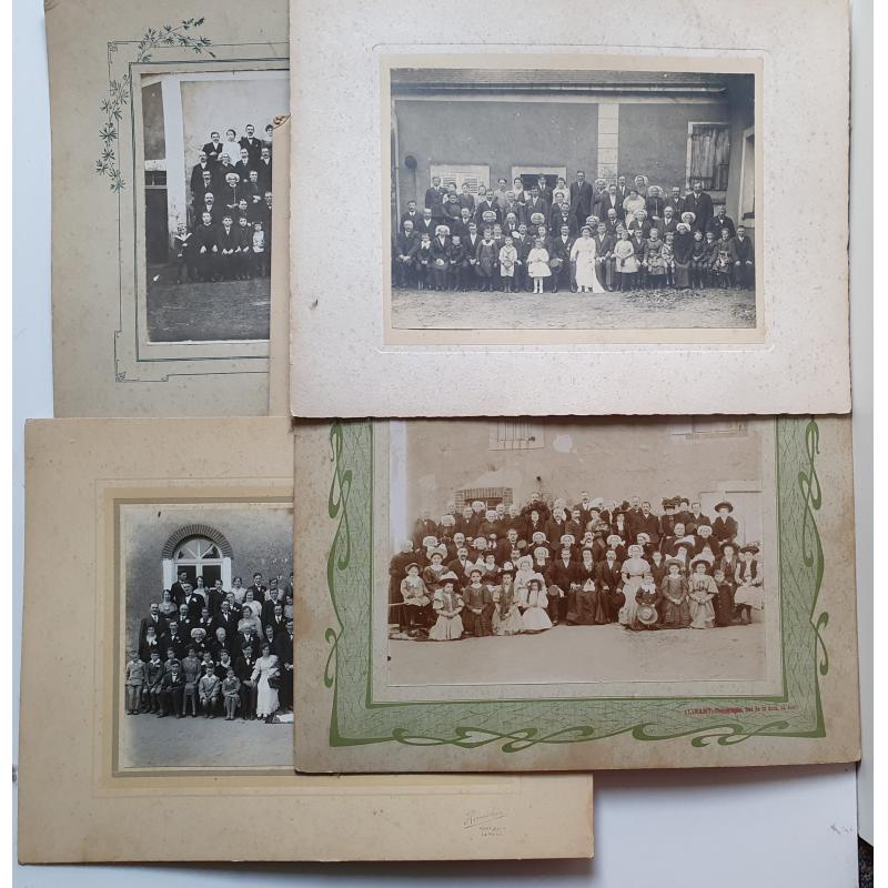 5 photos noir et blanc collées sur un carton Le Mans