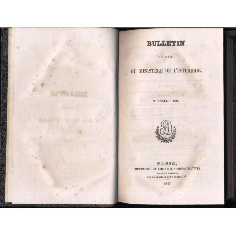 Bulletin officiel du ministere de l'intérieur 1846-1847
