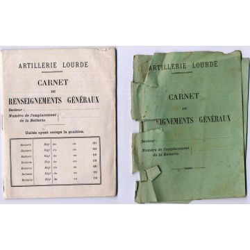 Carnet de renseignements généraux artillerie lourde