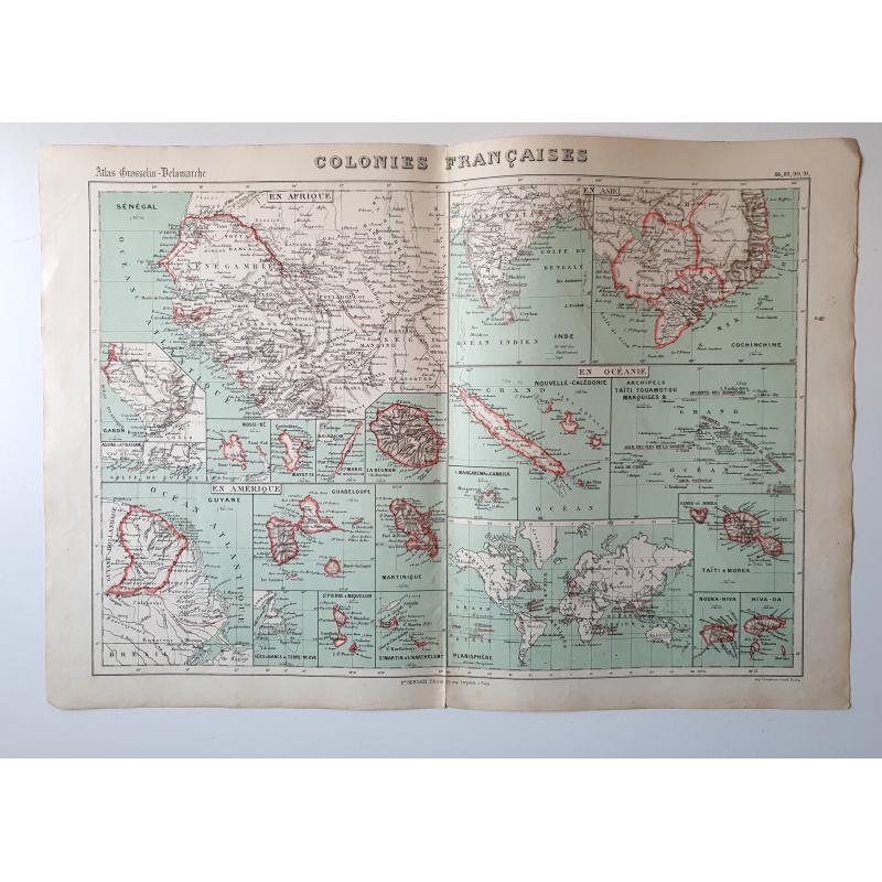 Carte de l'atlas Grosselin Delamarche colonies françaises