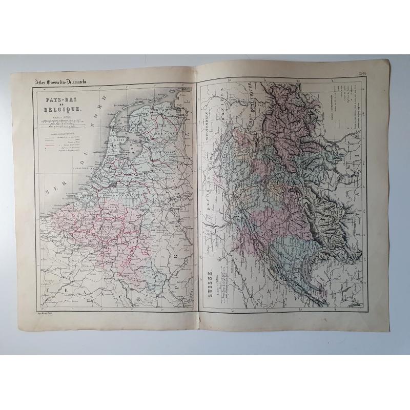 carte de l'atlas Grosselin Delamarche Pays-Bas Belgique Suisse