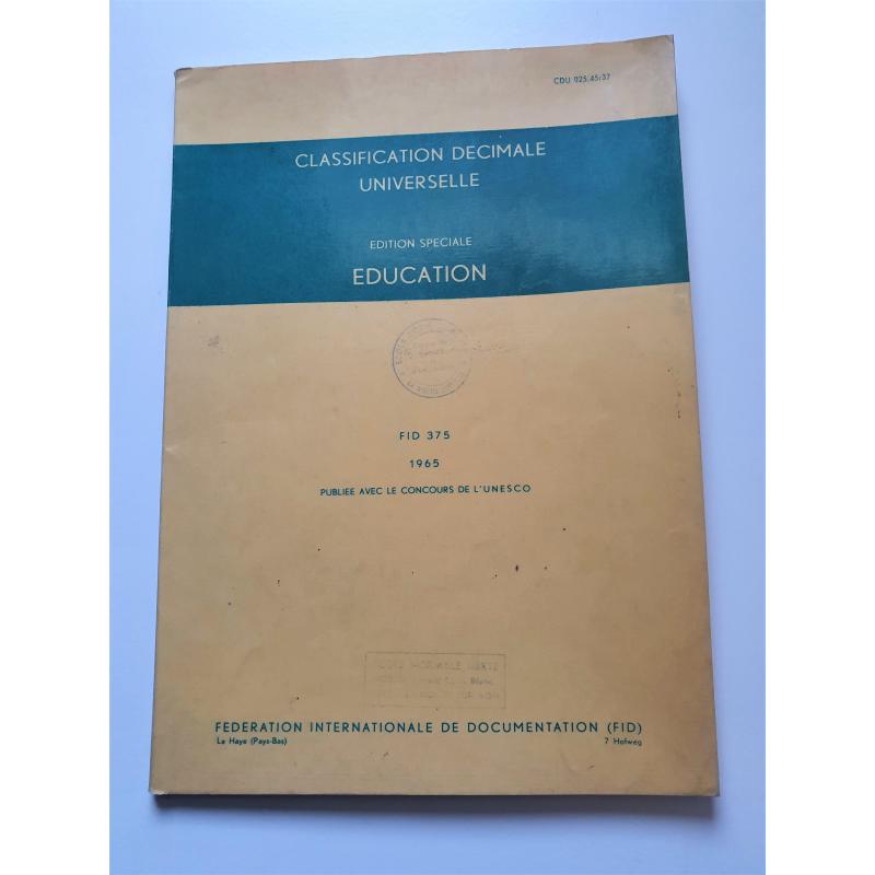Classification Decimale Universelle Dewey 1965 Education