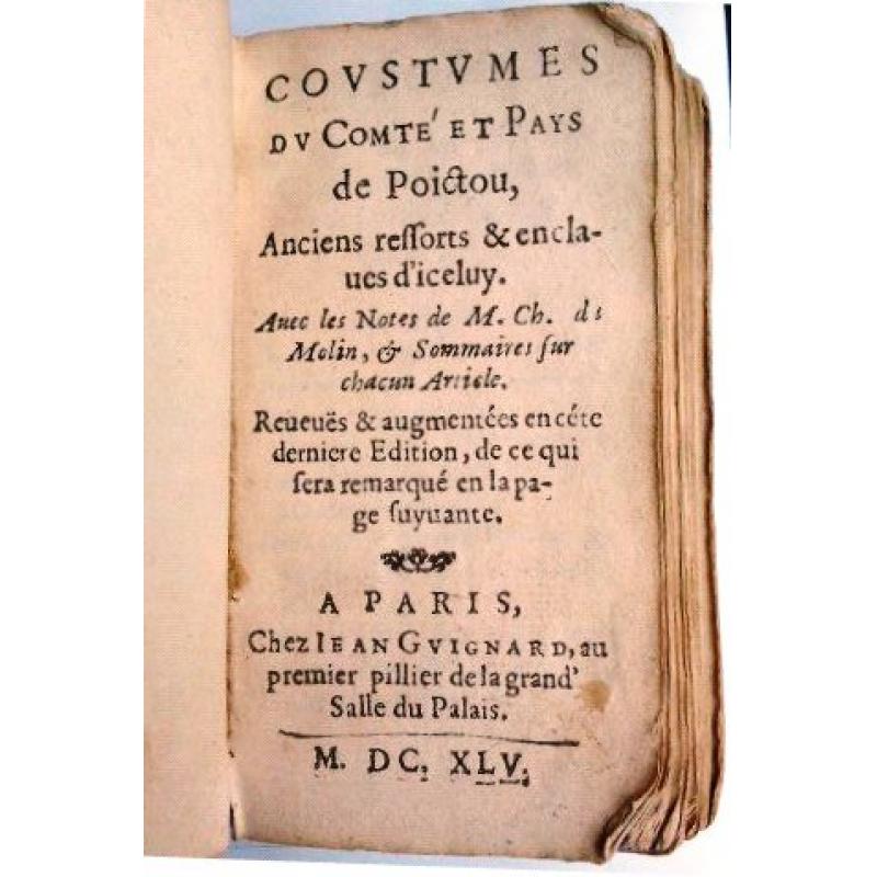 Coustumes du comté et pays de Poictou, anciens ressorts & enclaves d'iceluy