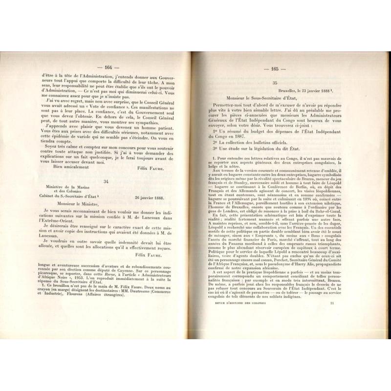 Extrait de la revue d'histoire des colonies correspondance de Felix Faure