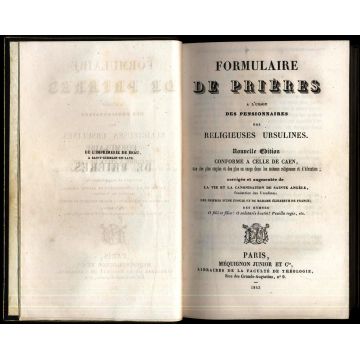 Formulaire de prières à l'usage des pensionnaires des religieuses ursulines