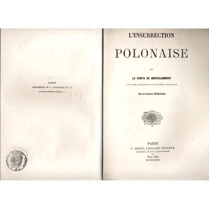 L'insurrection polonaise par le Comte de Montalembert