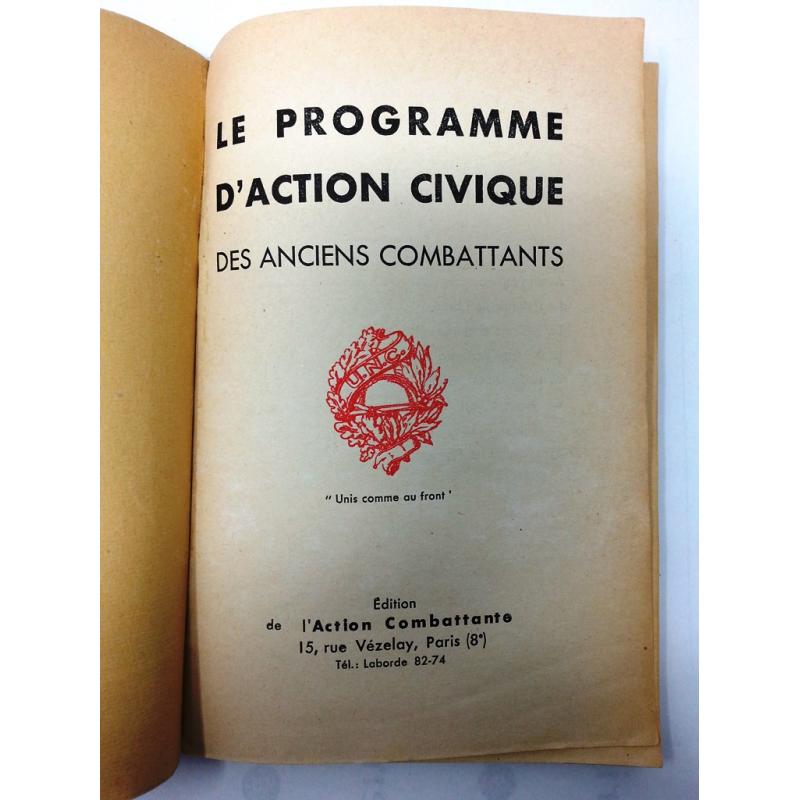 Le Programme d'action civique des anciens combattants UNC 1934 