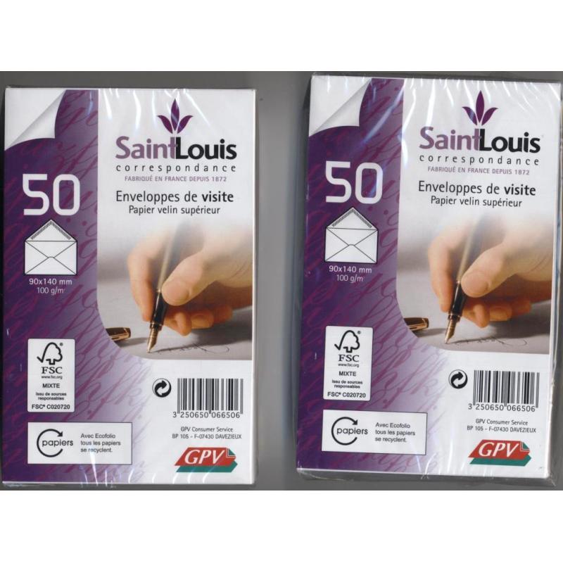 Lot de 10 paquets de 50 enveloppes de visite GPV Saint Louis