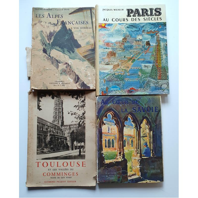 lot de 4 livres Les alpes francaises Paris Savoie Toulouse 1928-1961
