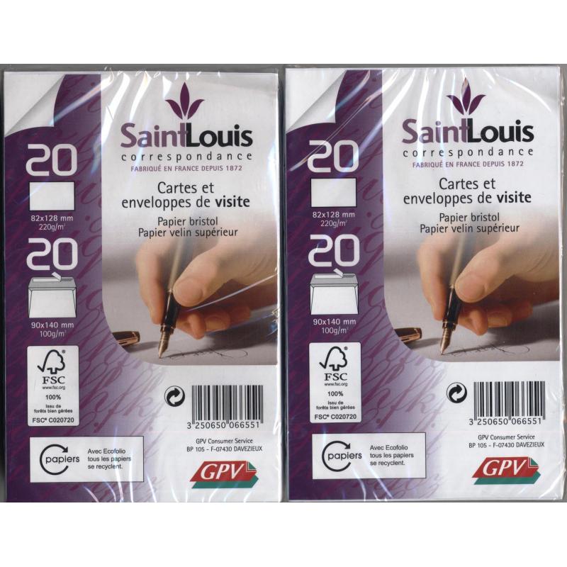 Lot de 5 paquets de 20 enveloppes + cartes de visite GPV Saint Louis 