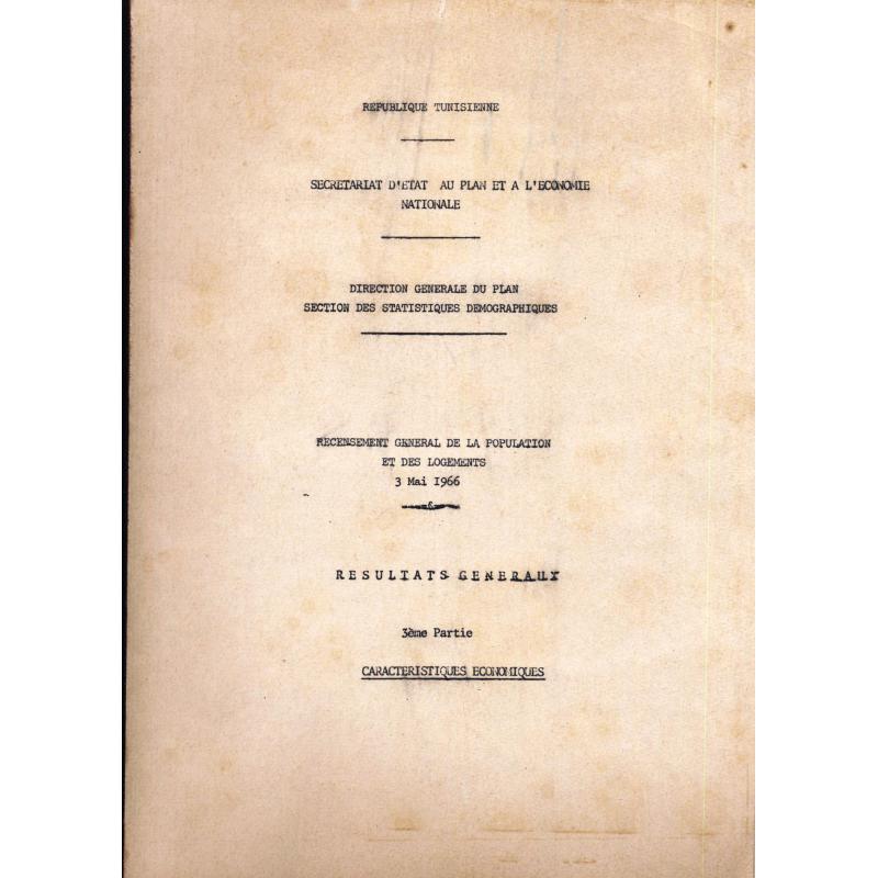 Recensement général de la population et des logements 1966 Tunisie 