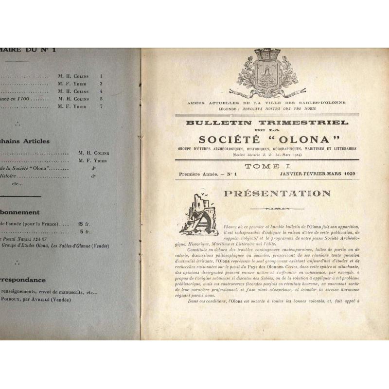 Reliure Bulletin trimestriel de la société Olona 1929-1938