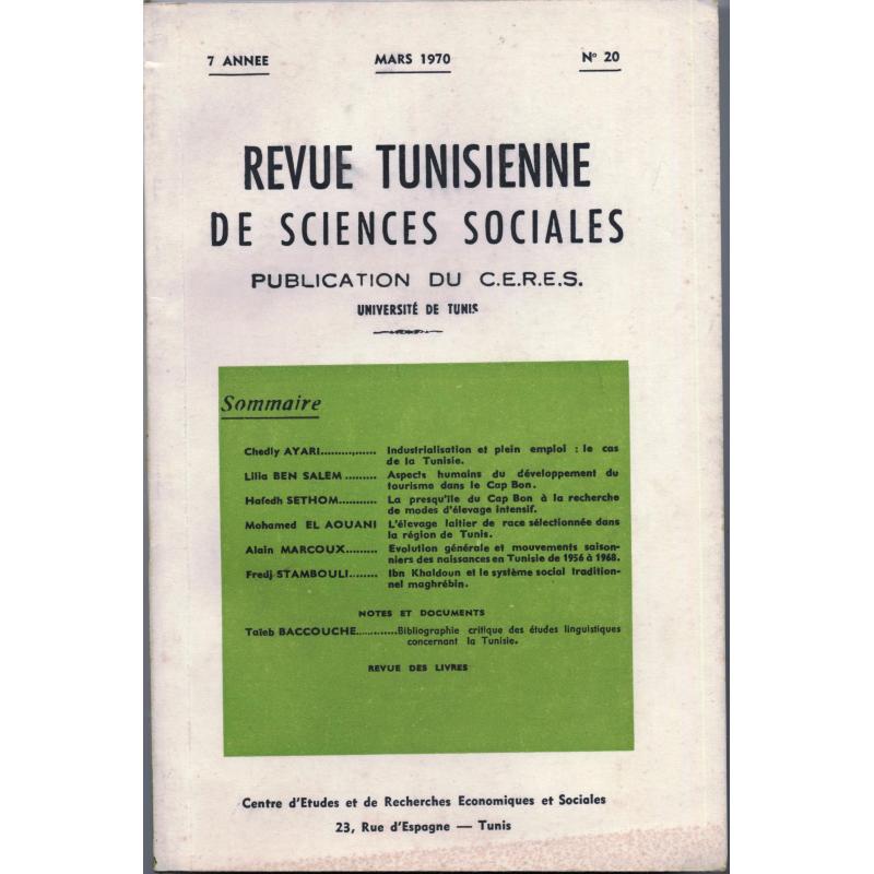 Revue tunisienne de sciences sociales n°20 