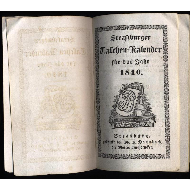 Strasburger Taschen-Kalender fur das Jahr 1840 en ALLEMAND