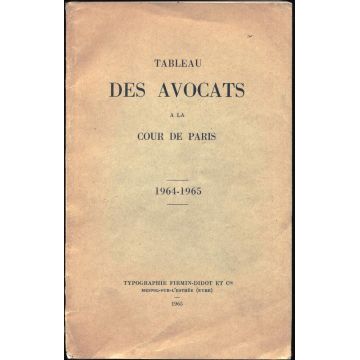 Tableau des avocats à la cour de Paris 1964-1965