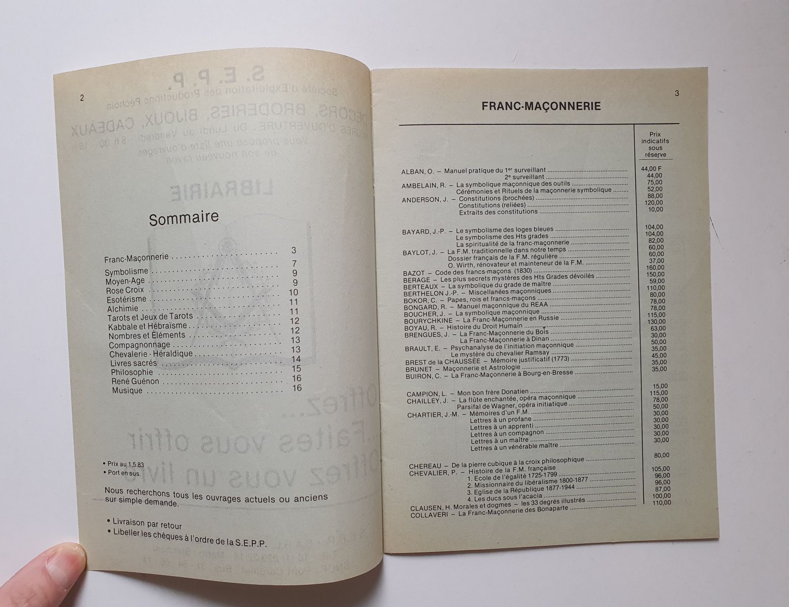 Catalogue Librairie de la S.E.P.P.